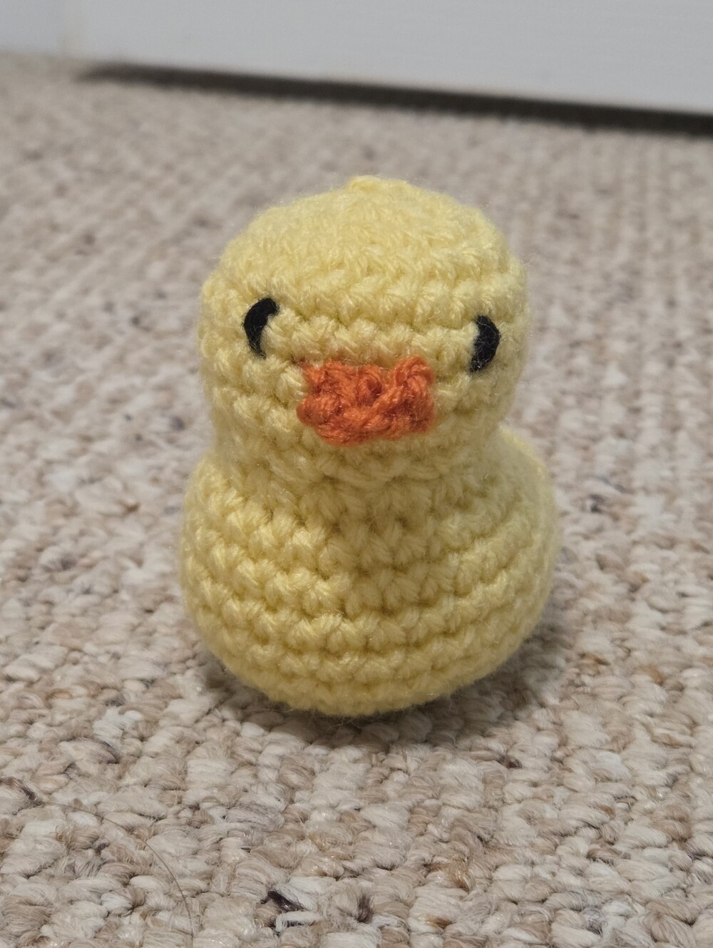 Hand Crafted Yellow Crochet Duck Plush with Orange Beak